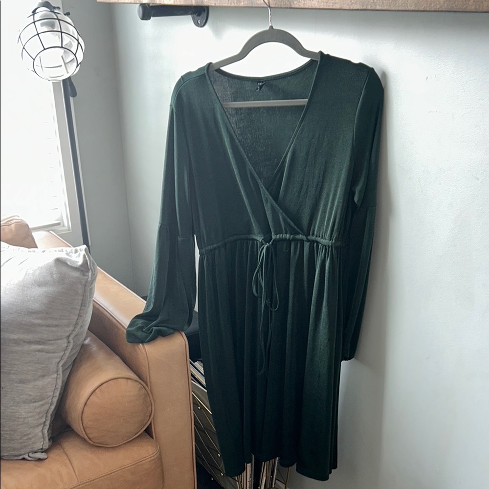 Elegant Green Wrap Dress